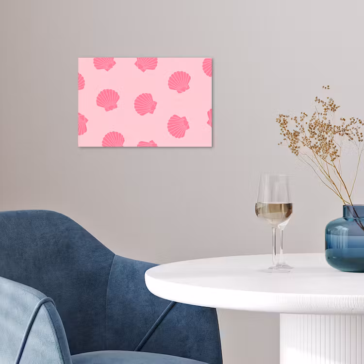 Schelp - Patroon - Zee - Modern - Roze poster papier klein -sfeer3