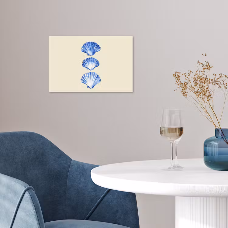 Schelpen - Blauw - Beige poster papier klein -sfeer3