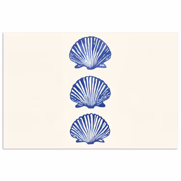 Schelpen - Blauw - Patroon poster papier klein -3d