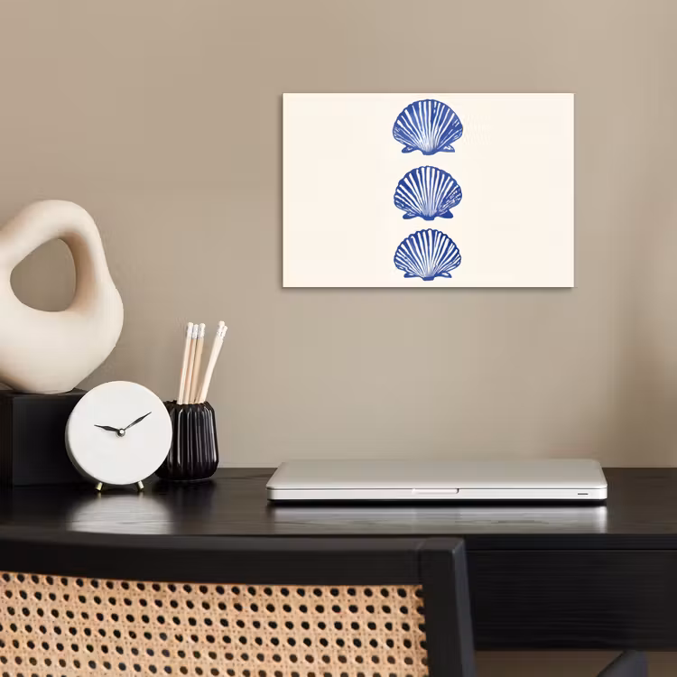Schelpen - Blauw - Patroon poster papier klein -sfeer1