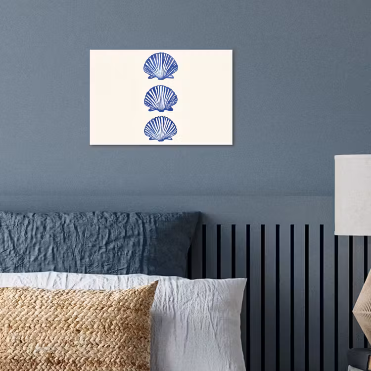 Schelpen - Blauw - Patroon poster papier klein -sfeer2