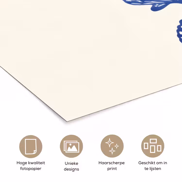 Schelpen - Blauw - Patroon poster papier klein -closeup_NL