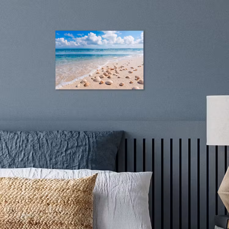 Schelpen - Strand - Natuur - Beige poster papier klein -sfeer2
