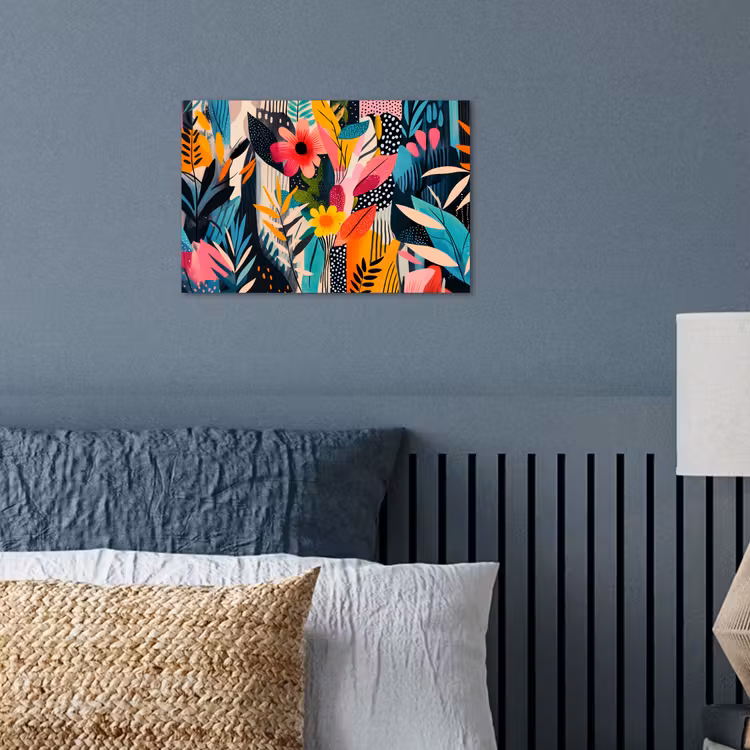 Schilderij - Abstract - Bloemen - Roze poster papier klein -sfeer2