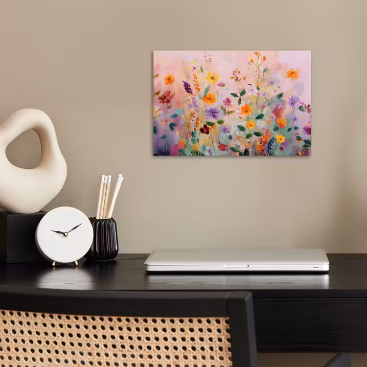 Schilderij - Bloemen - Abstract - Kleurrijk poster papier klein -sfeer1