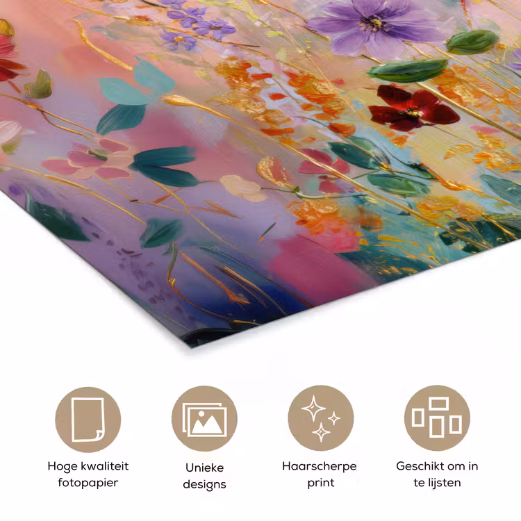 Schilderij - Bloemen - Abstract - Kleurrijk poster papier klein -closeup_NL