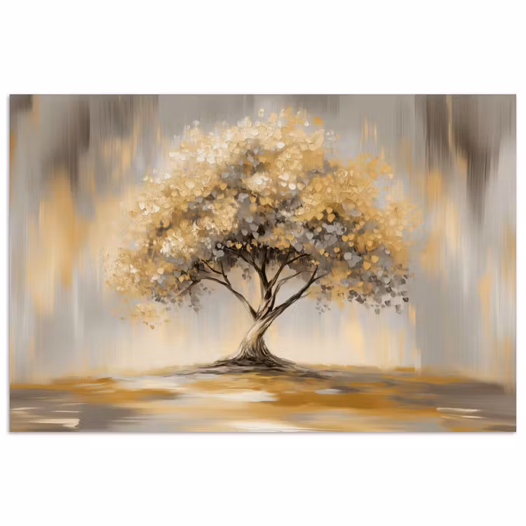 Schilderij - Boom - Abstract - Bladeren poster papier klein -3d