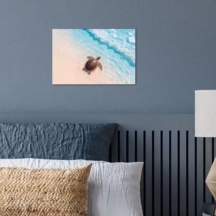 Schildpad - Helder water - Strand - Dieren - Natuur poster papier klein -sfeer2