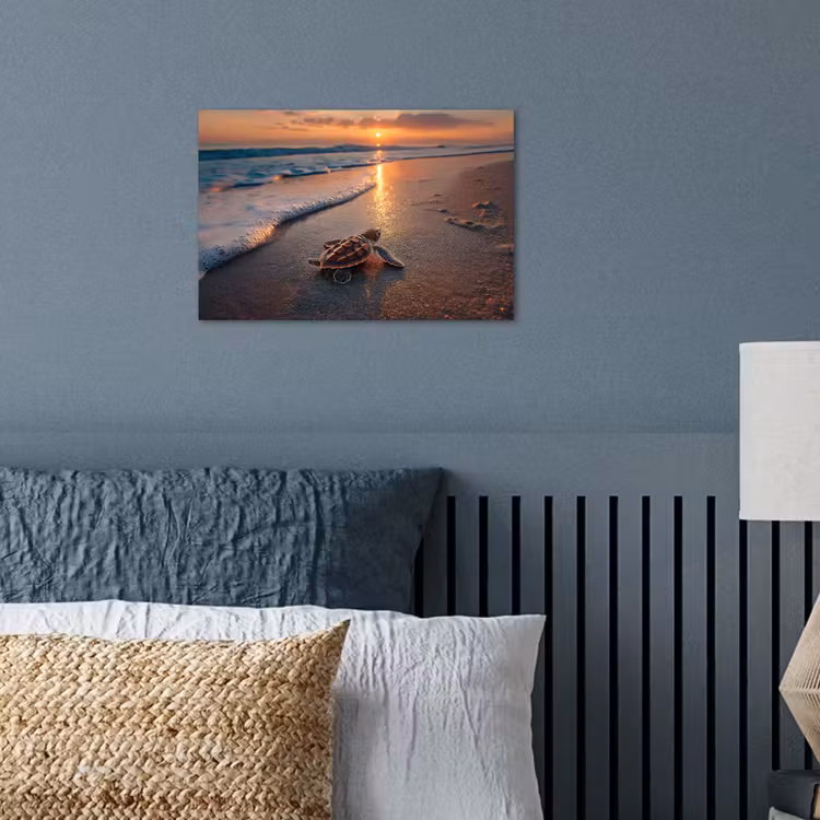 Schildpad - strand - Zonsondergang poster papier klein -sfeer2