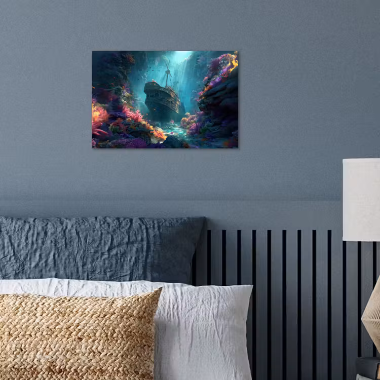 Schip - Hout - Koraalriffen - Zonlicht poster papier klein -sfeer2