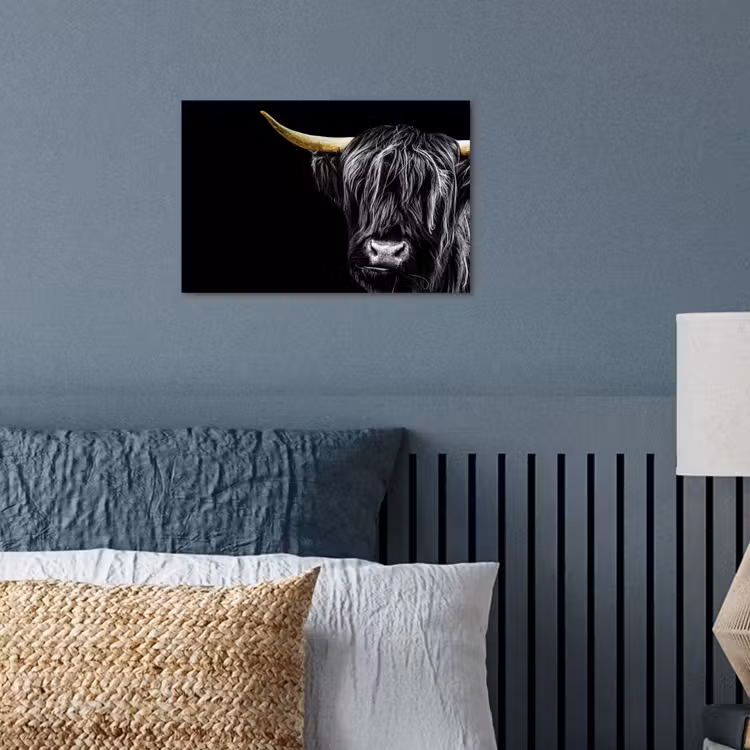 Schotse hooglander - Goud - Vacht - Dieren - Koe poster papier klein -sfeer2