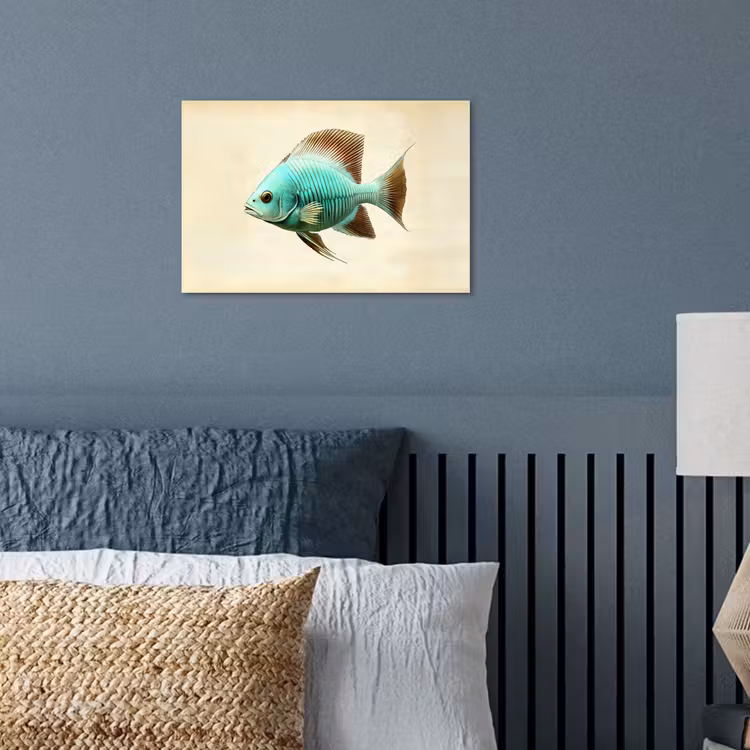 Schubben - Vis - Mint - Minimalistisch poster papier klein -sfeer2