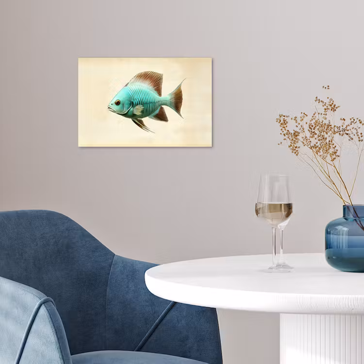 Schubben - Vis - Mint - Minimalistisch poster papier klein -sfeer3
