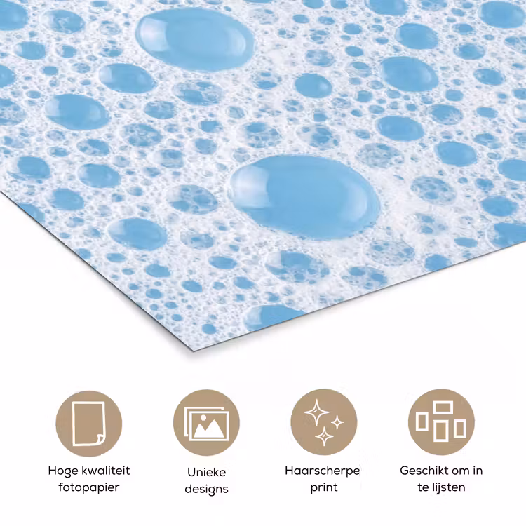 Schuim - Bubbels - Blauw poster papier klein -closeup_NL