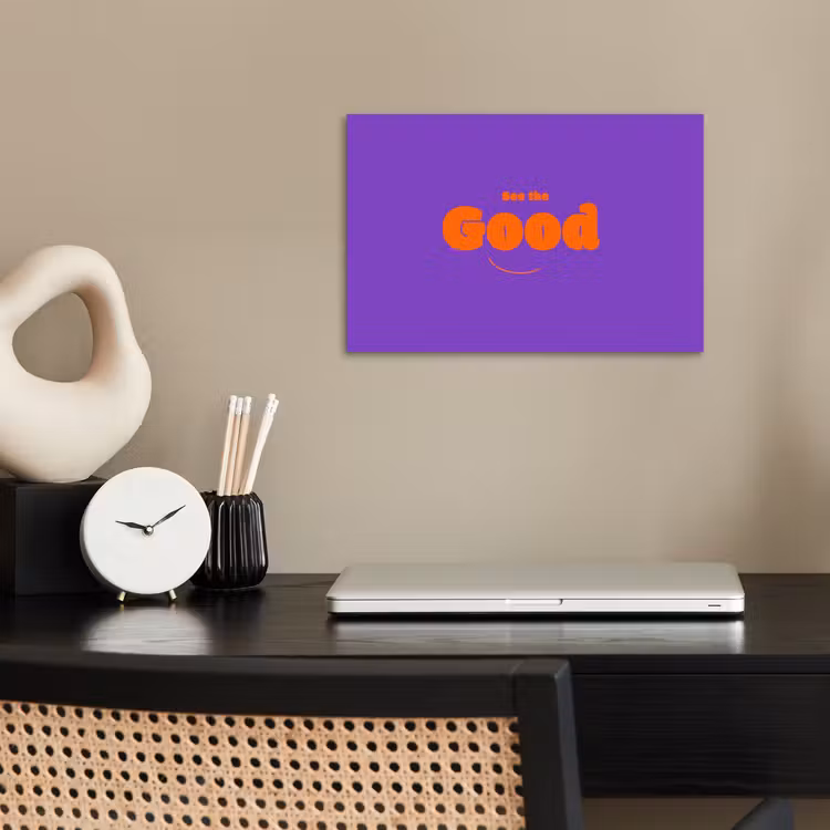 See the good - Oranje - Paars - Smiley poster papier klein -sfeer1