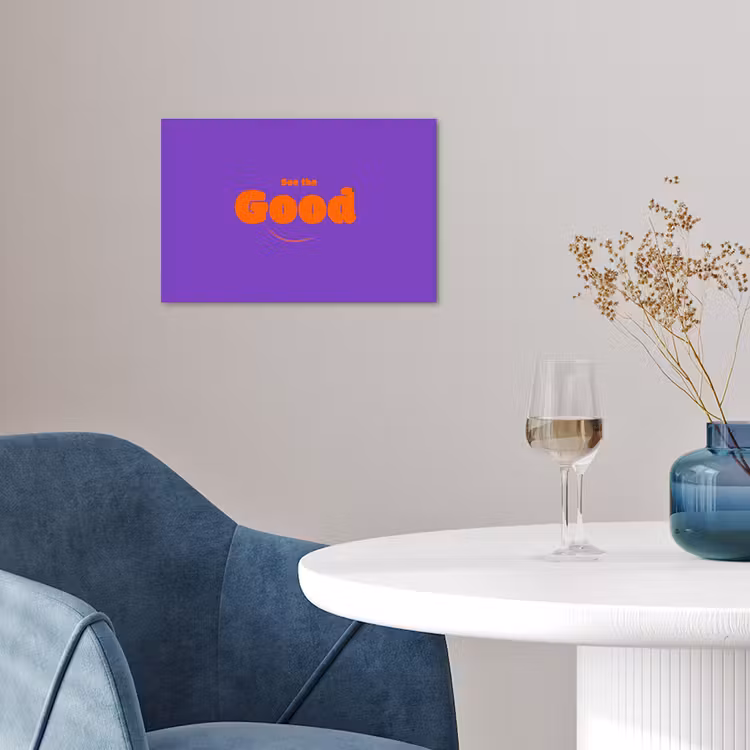 See the good - Oranje - Paars - Smiley poster papier klein -sfeer3