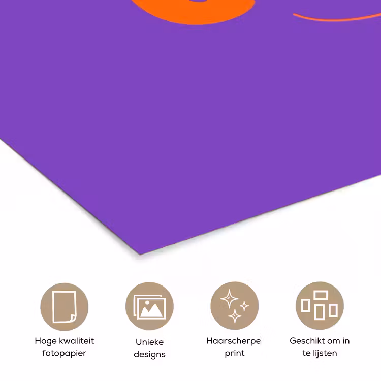 See the good - Oranje - Paars - Smiley poster papier klein -closeup_NL