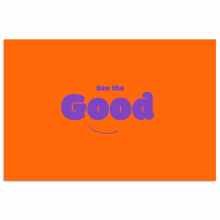 See the good - Paars - Oranje - Smiley poster papier klein -3d