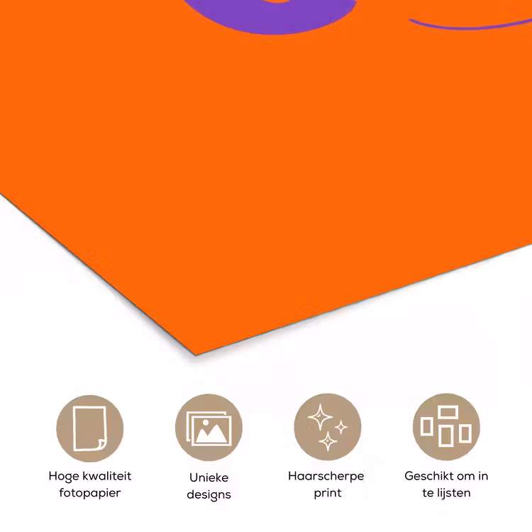 See the good - Paars - Oranje - Smiley poster papier klein -closeup_NL