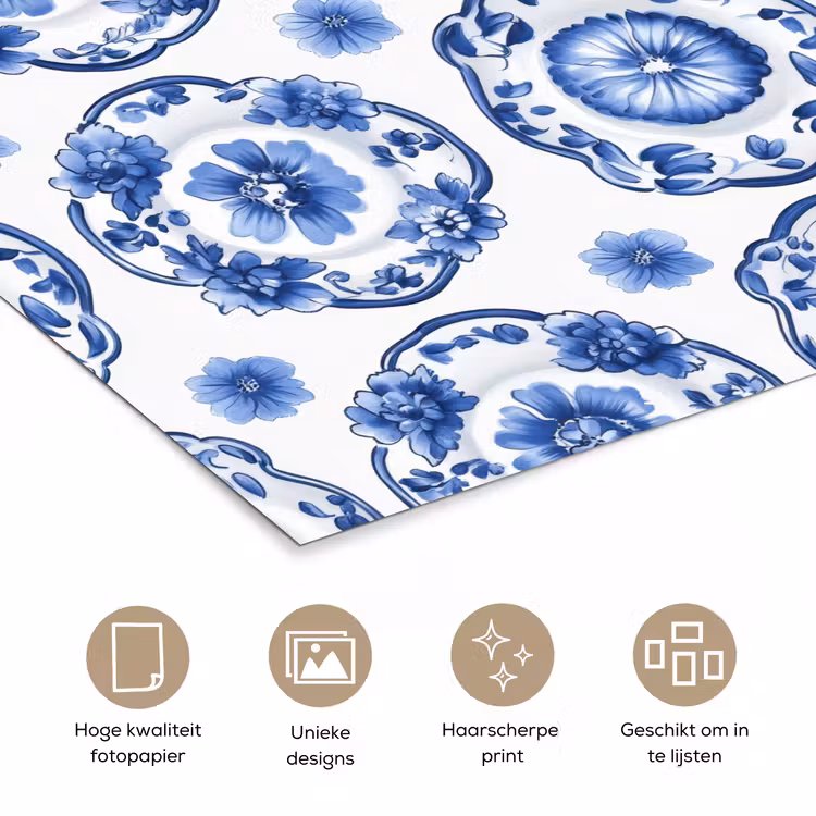 Sierborden - Bloemen - Blauw poster papier klein 62 -closeup_NL