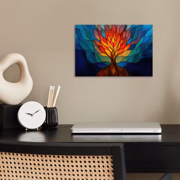 Sierglas - Boom - Rood - Vlakken poster papier klein -sfeer1