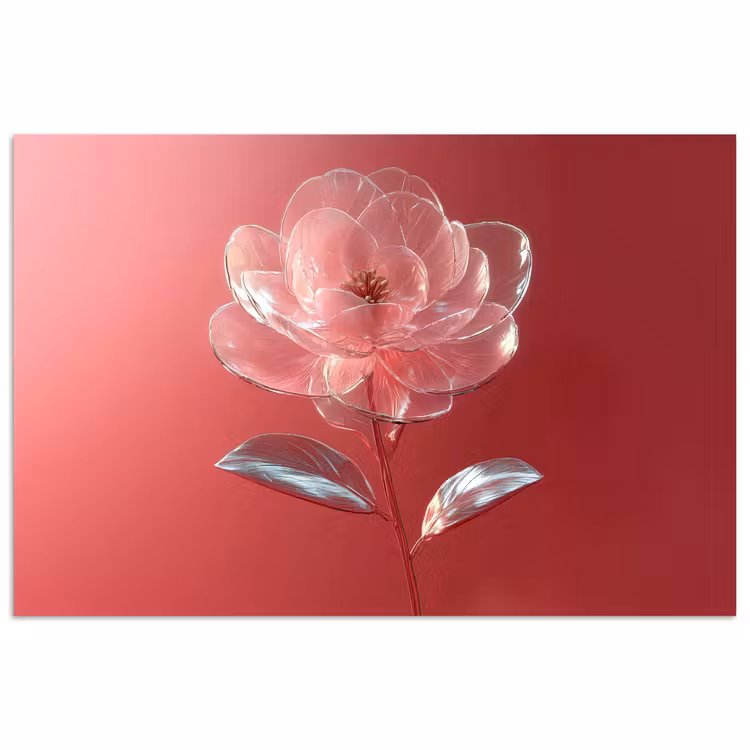 Sierlijk - Bloem - Roze - Glazen poster papier klein -3d
