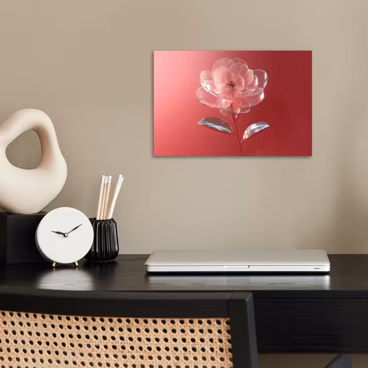 Sierlijk - Bloem - Roze - Glazen poster papier klein -sfeer1