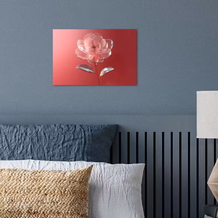 Sierlijk - Bloem - Roze - Glazen poster papier klein -sfeer2