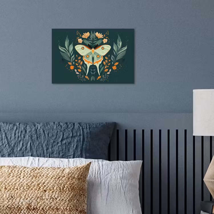Sierlijk - Vlinder - Groen - Bladeren poster papier klein -sfeer2