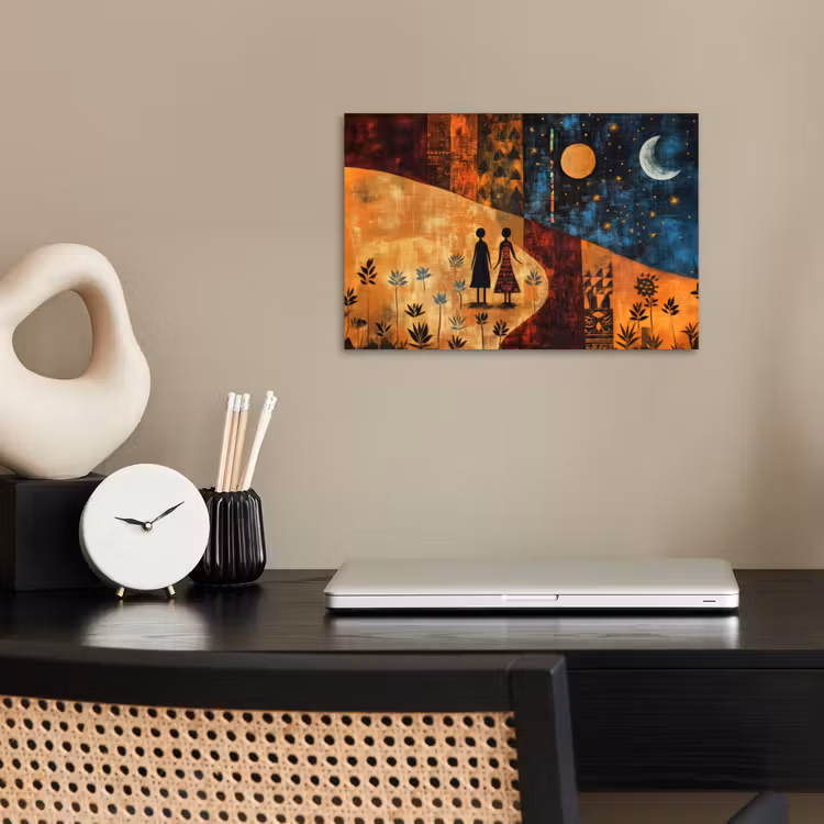 Silhouetten - Abstract - Zon - Maan poster papier klein -sfeer1