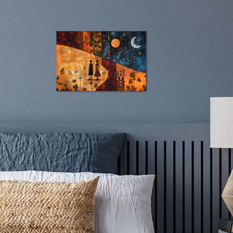 Silhouetten - Abstract - Zon - Maan poster papier klein -sfeer2
