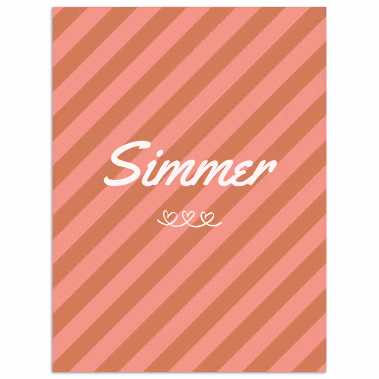 Simmer - Hartjes - Strepen - Roze poster papier klein -3d