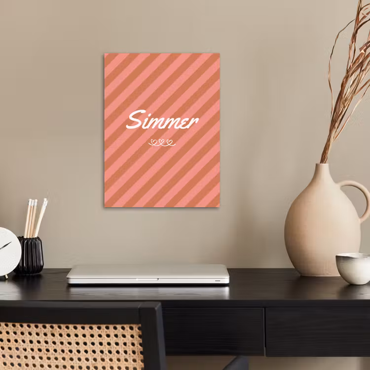 Simmer - Hartjes - Strepen - Roze poster papier klein -sfeer1