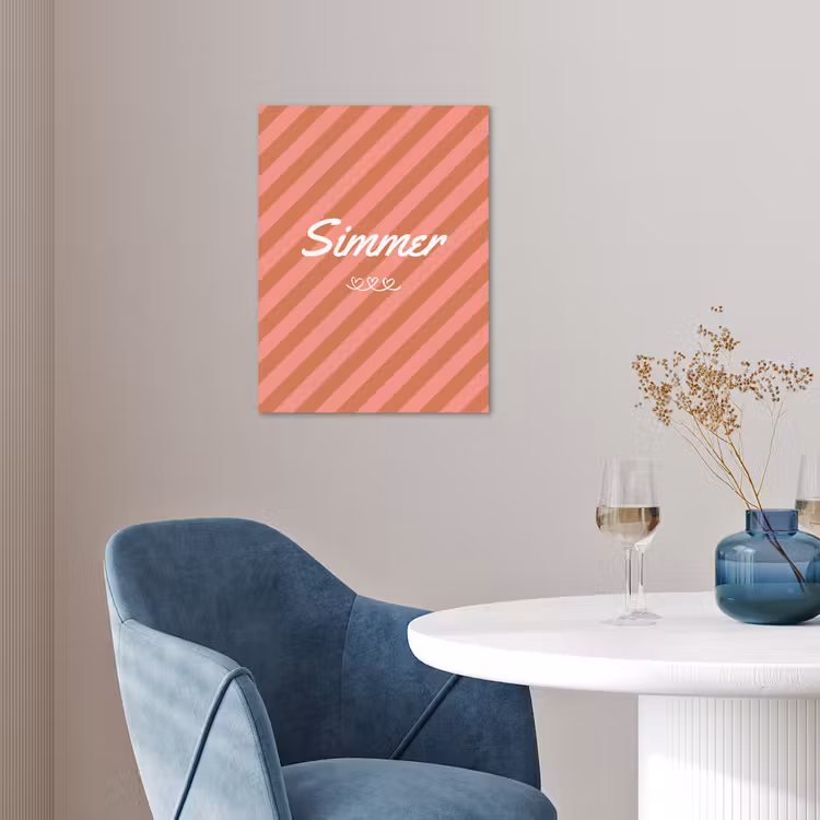 Simmer - Hartjes - Strepen - Roze poster papier klein -sfeer3