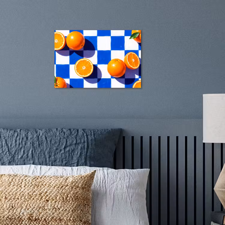 Poster - Sinaasappel - Geruit - Eten - Sinaasappel - Geruit - Eten poster papier klein