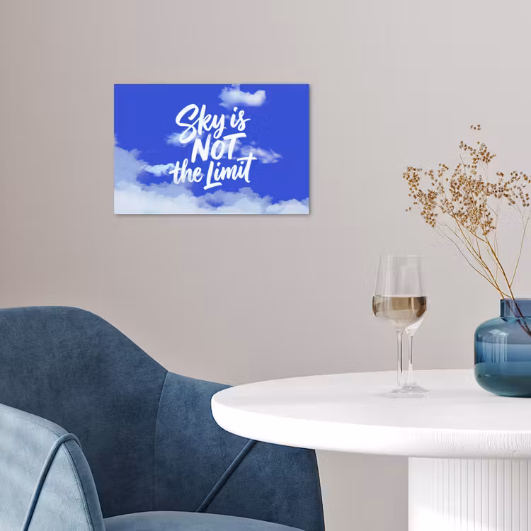 Sky is not the limit - Blauwe lucht - Wolken poster papier klein -sfeer3