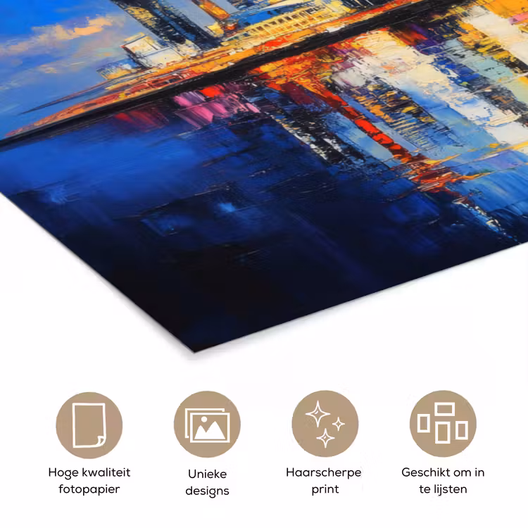Skyline Toronto - Modern - Stadslicht - Blauw poster papier klein -closeup_NL