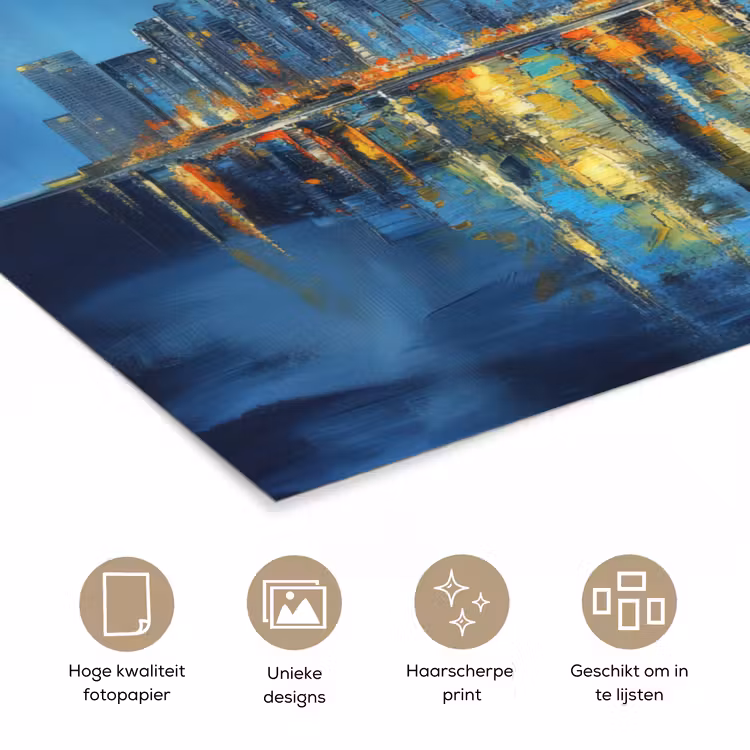 Skyline Toronto - Water - Stadslichten - Toren poster papier klein -closeup_NL