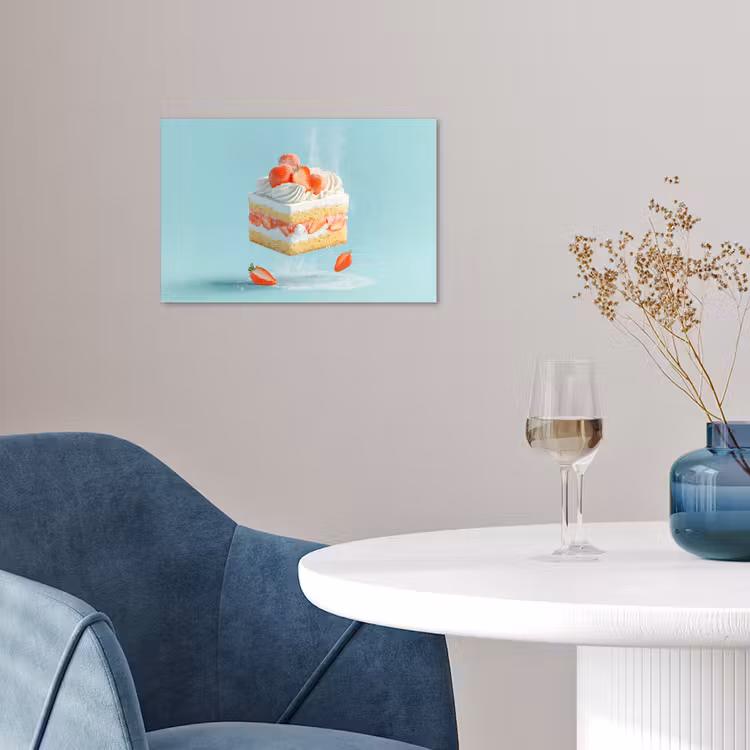Slagroom - Taart - Blauw - Eten poster papier klein -sfeer3