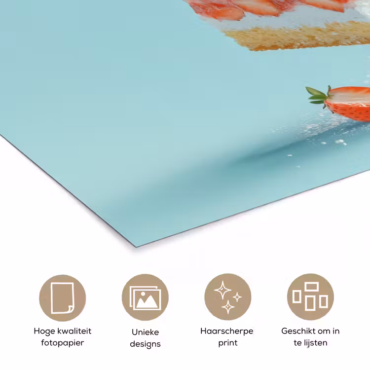 Slagroom - Taart - Blauw - Eten poster papier klein -closeup_NL