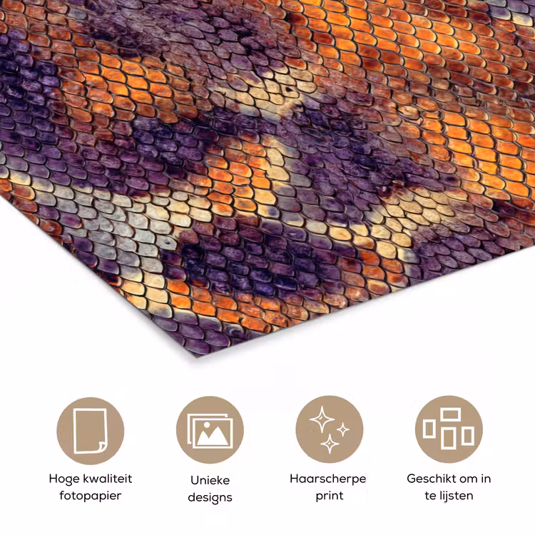Slang - Kleurrijk - Schubben poster papier klein 62 -closeup_NL