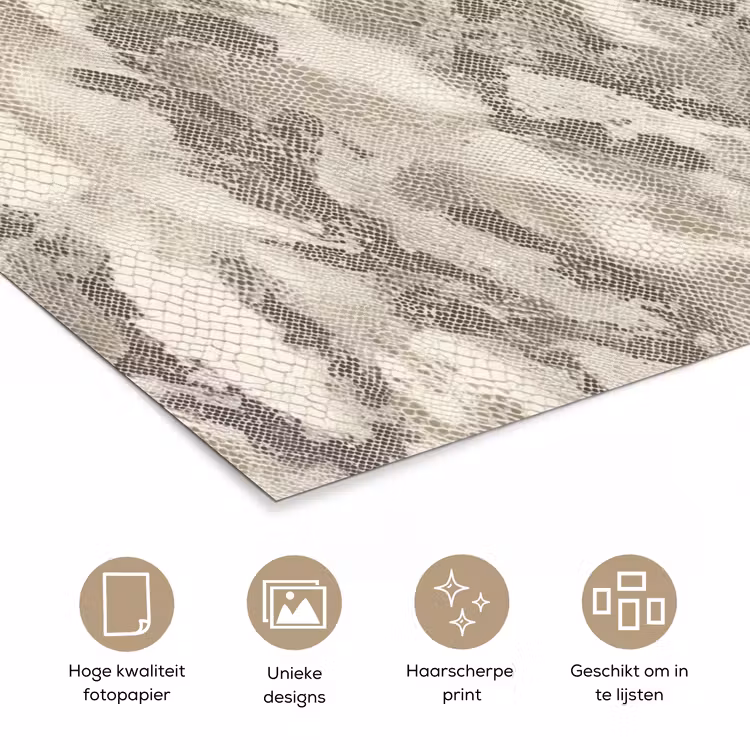 Slang - Patroon - Taupe poster papier klein 62 -closeup_NL