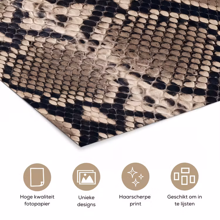Slangenprint - Python - Bruin poster papier klein -closeup_NL