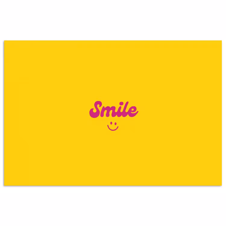 Smile - Geel - Roze poster papier klein -3d