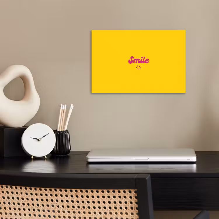 Smile - Geel - Roze poster papier klein -sfeer1