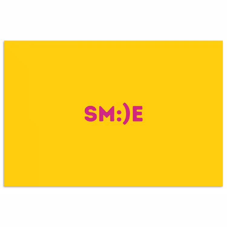 Smile - Roze - Geel poster papier klein -3d
