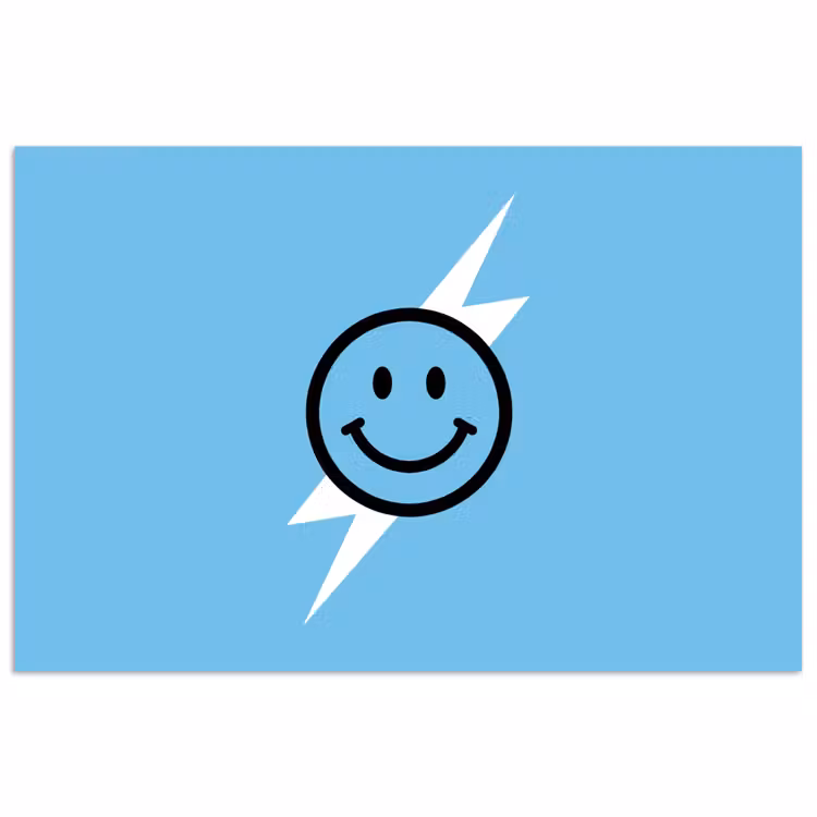 Smiley - Blauw - Bliksem poster papier klein -3d