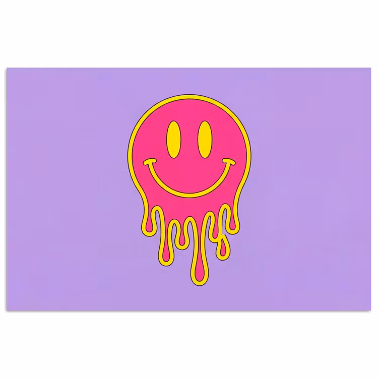 Smiley - Drip - Neon poster papier klein -3d