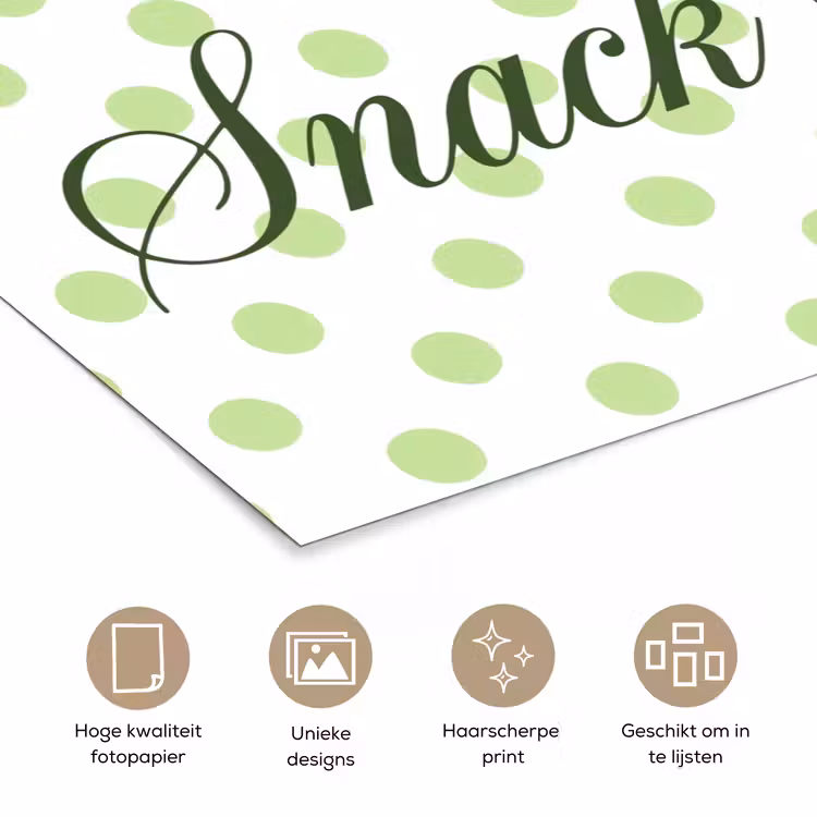Snack Station - Groen - Stippen poster papier klein -closeup_NL