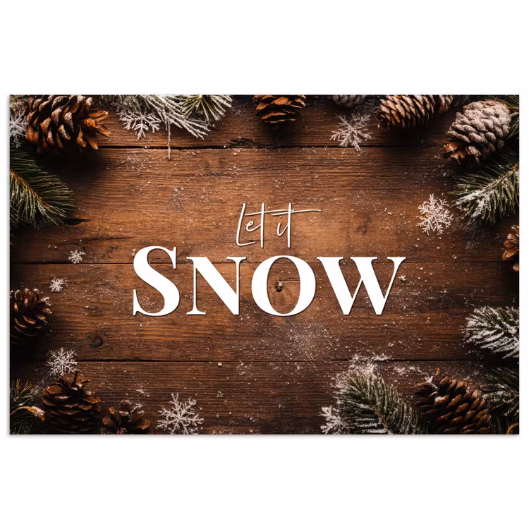 Sneeuw - Houtlook - Quote - Let it snow poster papier klein -3d